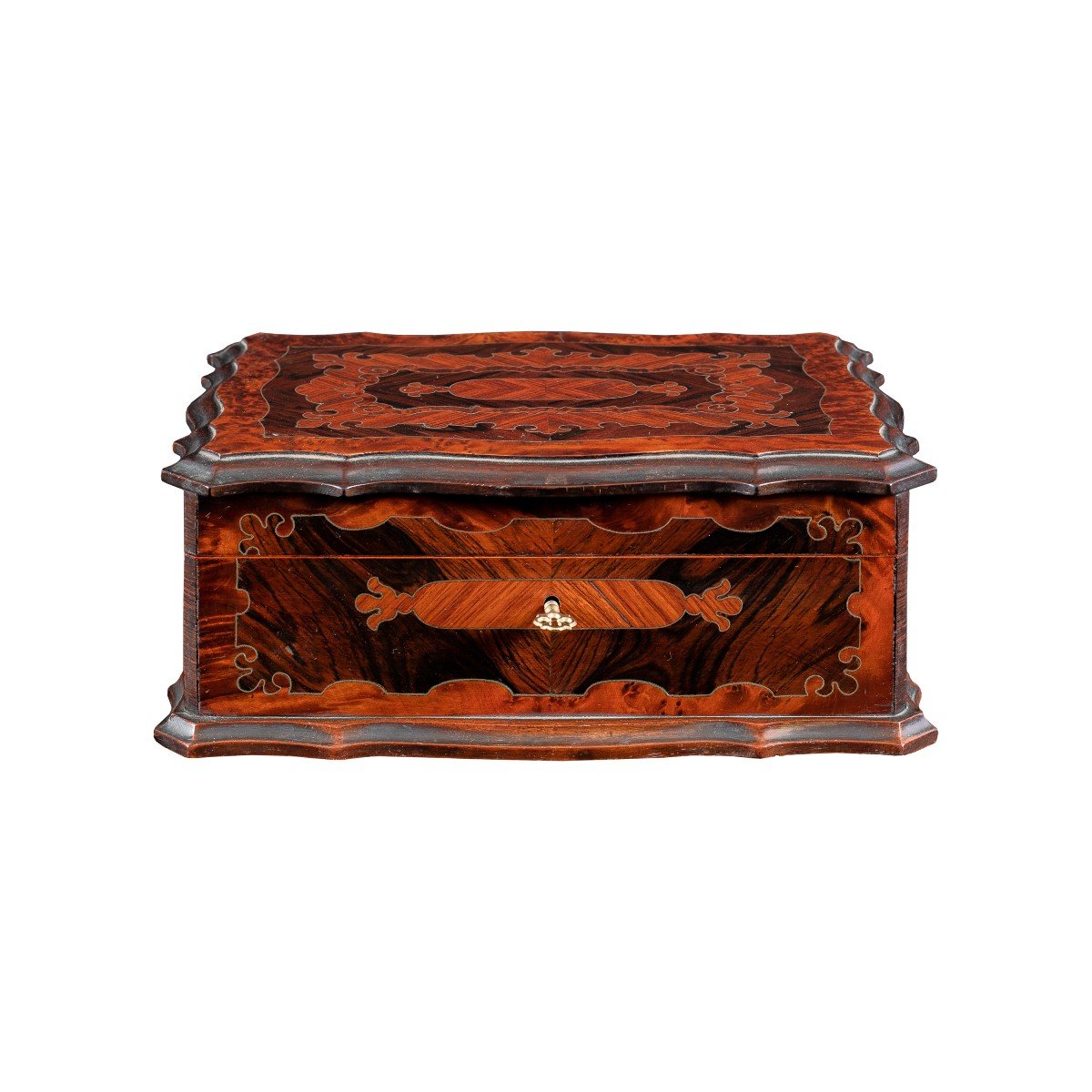 Carved And Veneered Wooden Box. Italy, Early 20th Century.-photo-2