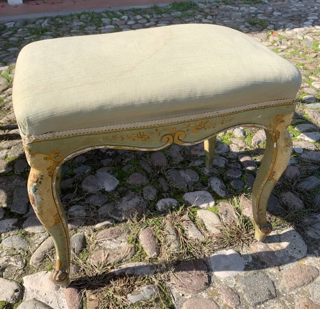 Fauteuil Et Banquette En Bois Sculpté Et Laqué. Venise, 19e-20e Siècle-photo-1