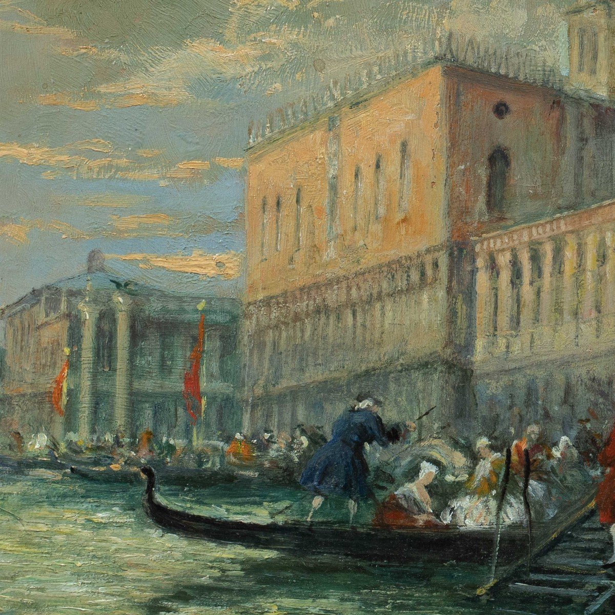 Venetian Painter (late 19th Century) - Venice, View Of The Riva Degli Schiavoni -photo-2