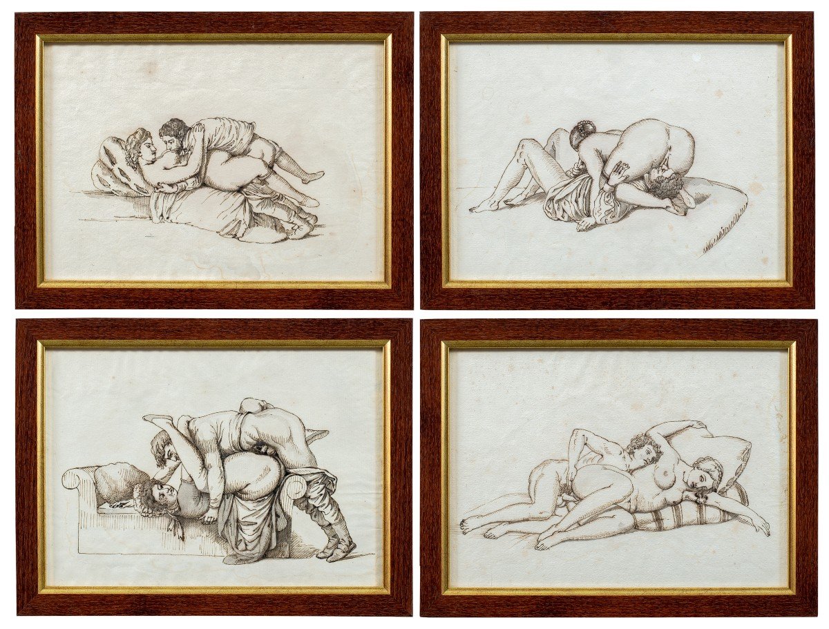 French Painter (19th Century) - Four Erotic Scenes.