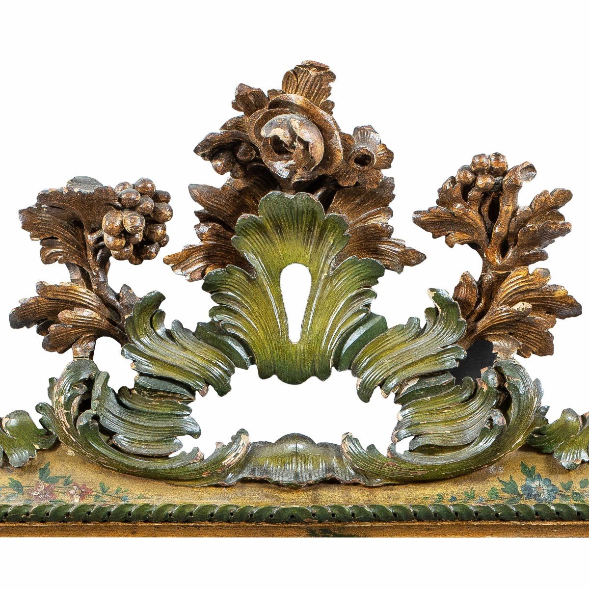 Carved, Lacquered And Painted Wooden Mirror. Venice, Late 19th Century.-photo-2