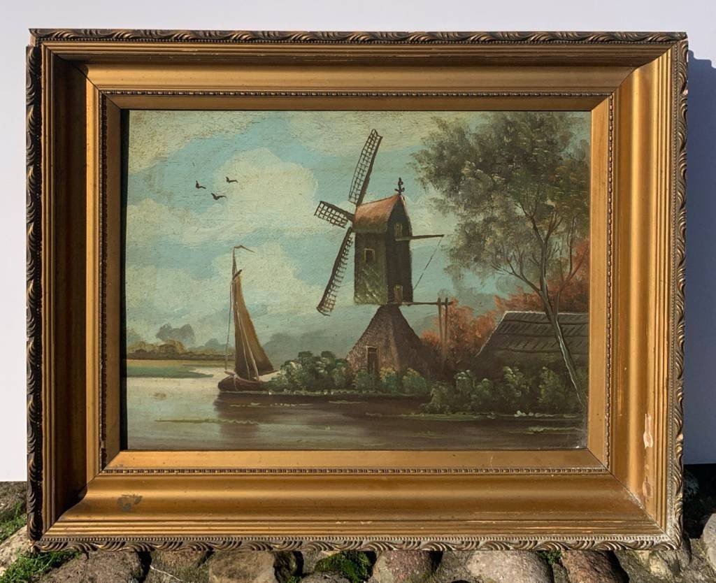 Peintre Hollandais (fin XIXème Siècle) - Paysage Avec Moulin à Vent.-photo-4