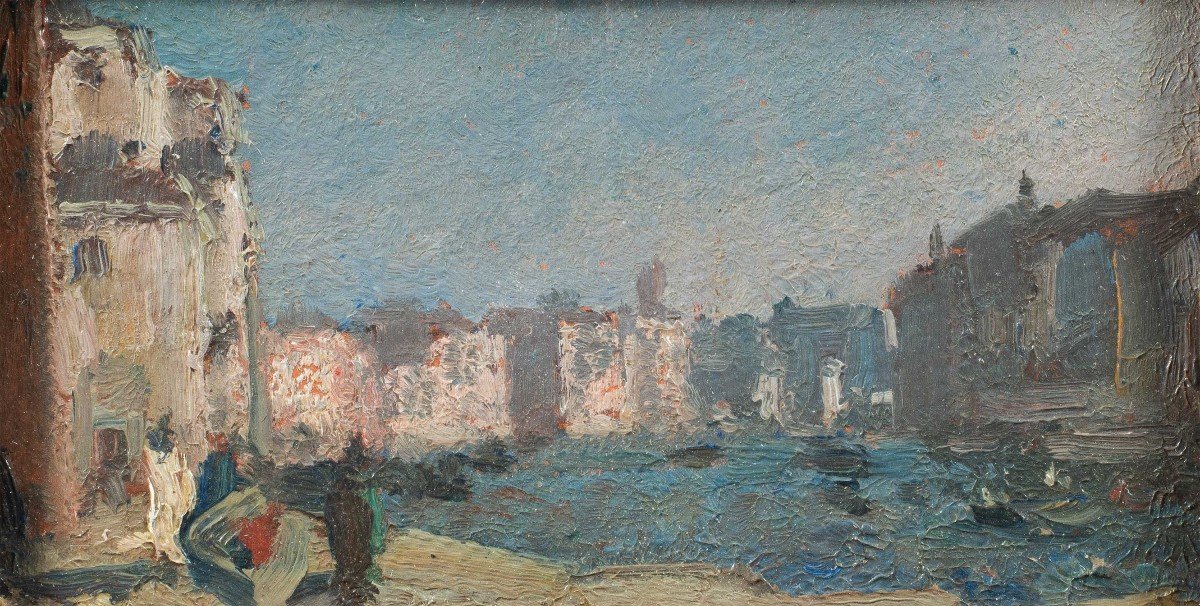 Beppe Ciardi (venise 1875 - Quinto Di Treviso 1932) - Triptyque De Vues De Venise.-photo-3