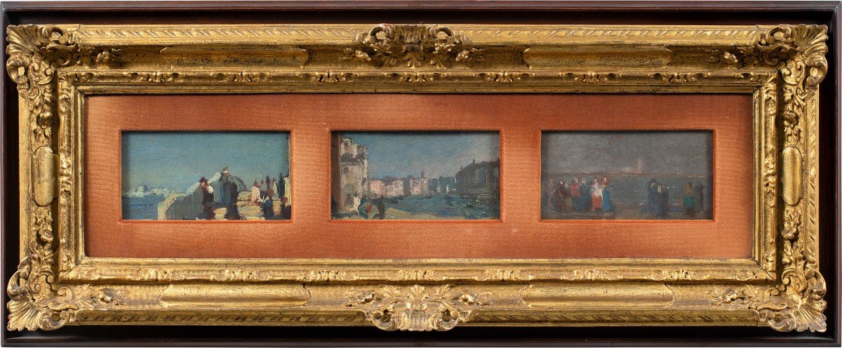 Beppe Ciardi (venise 1875 - Quinto Di Treviso 1932) - Triptyque De Vues De Venise.