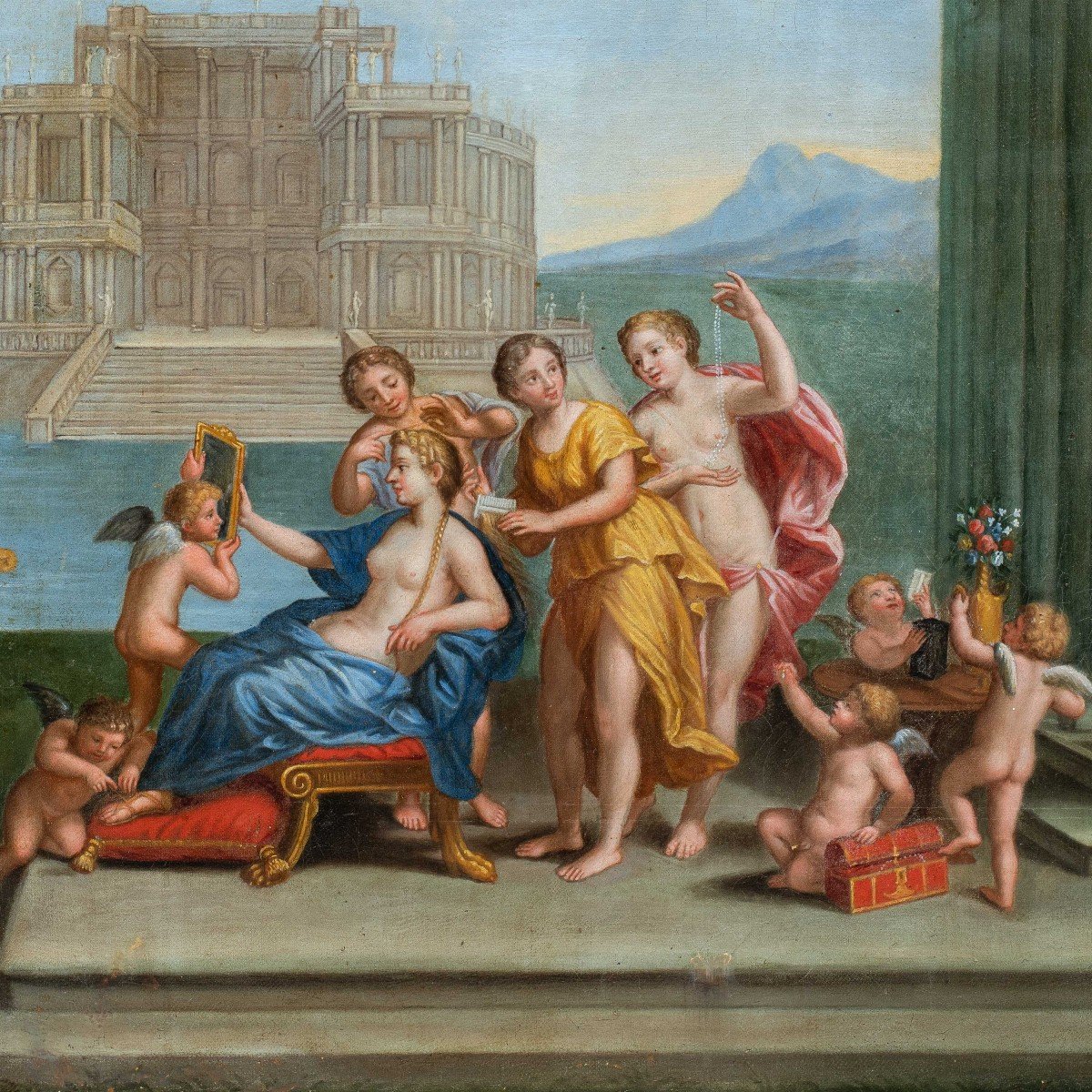 Francesco Albani (bologne 1578 - Bologne 1660) Atelier De - Toelette Di Venere.-photo-3