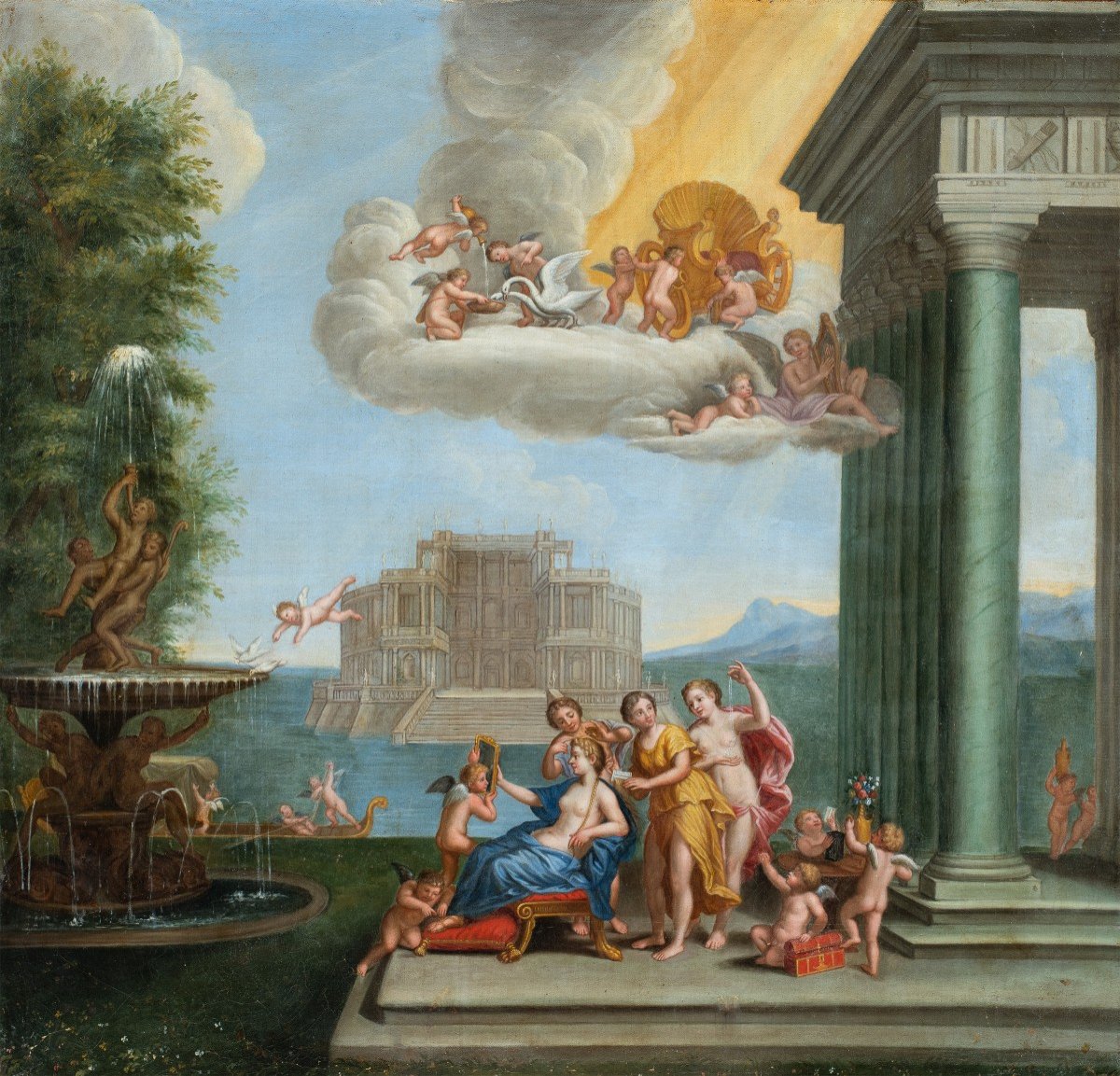 Francesco Albani (bologne 1578 - Bologne 1660) Atelier De - Toelette Di Venere.