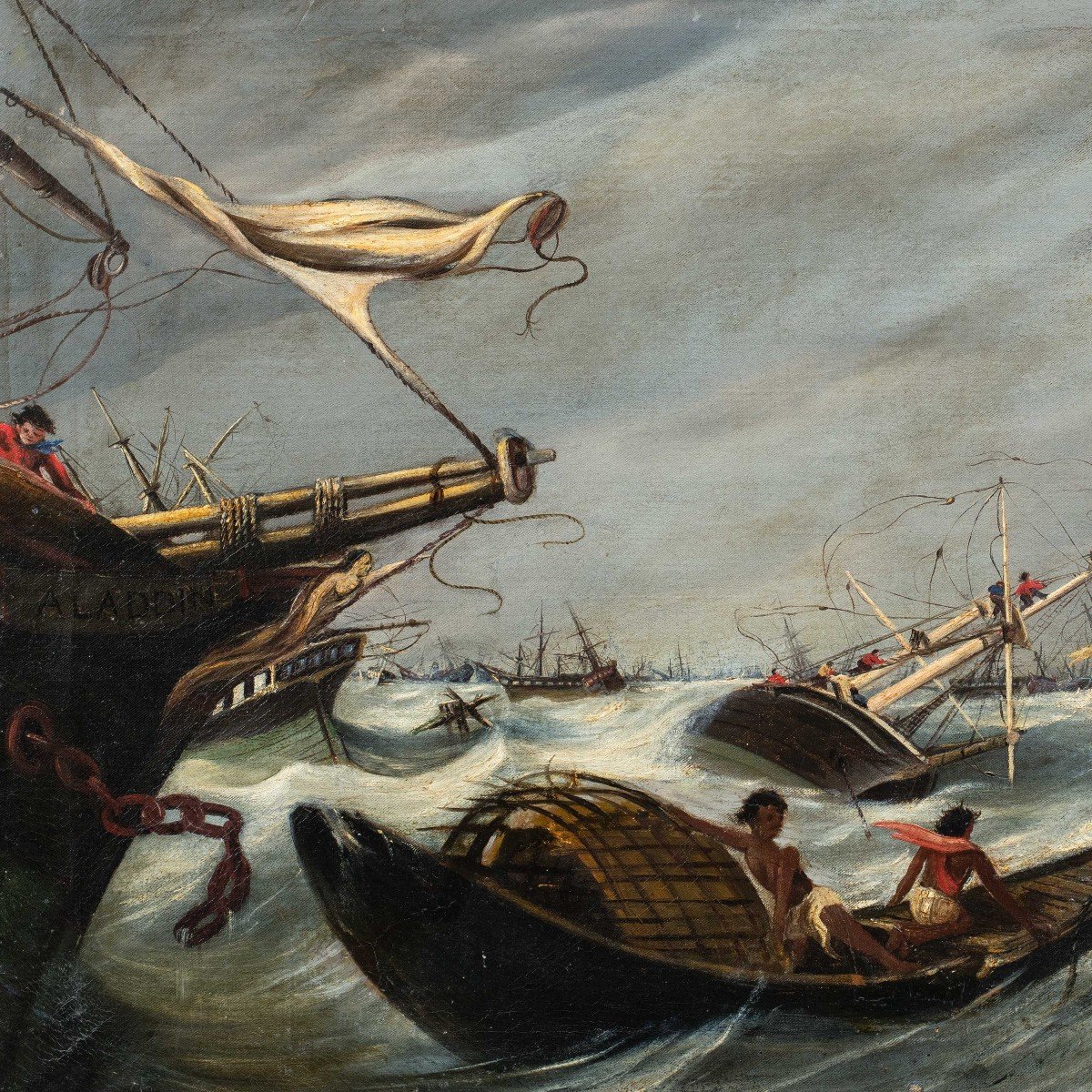 Peintre Français (fin XIXe Siècle) - Mer Agitée.-photo-2