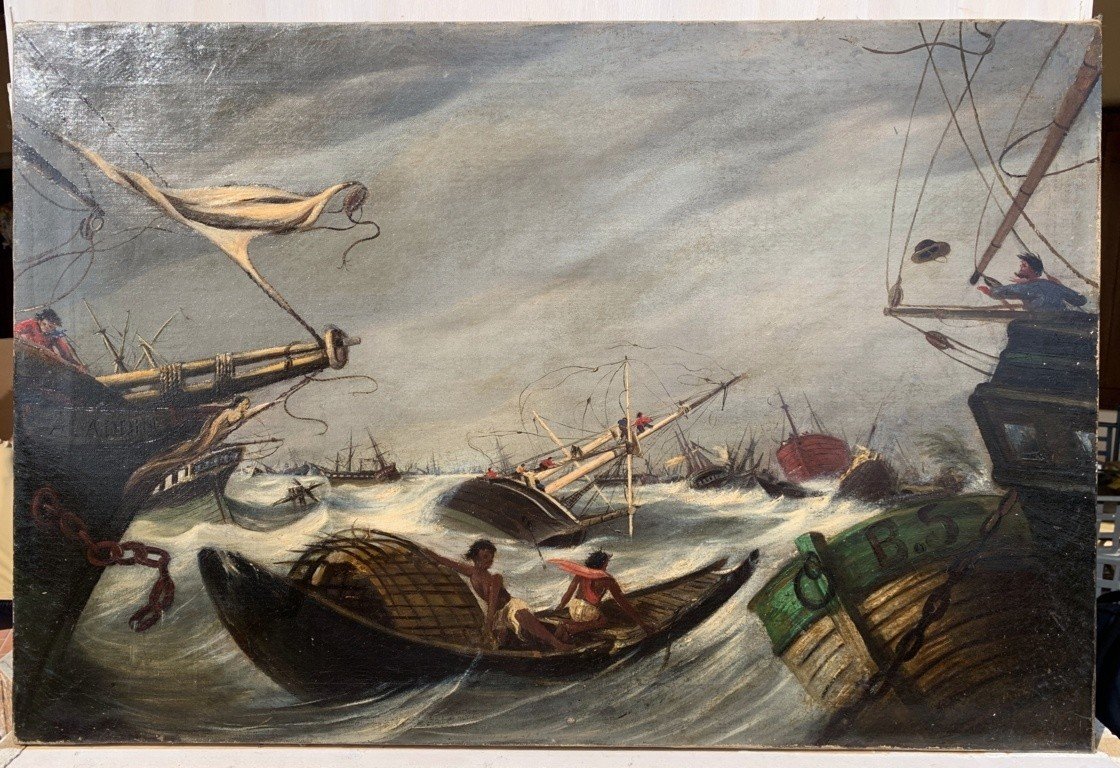 Peintre Français (fin XIXe Siècle) - Mer Agitée.-photo-4