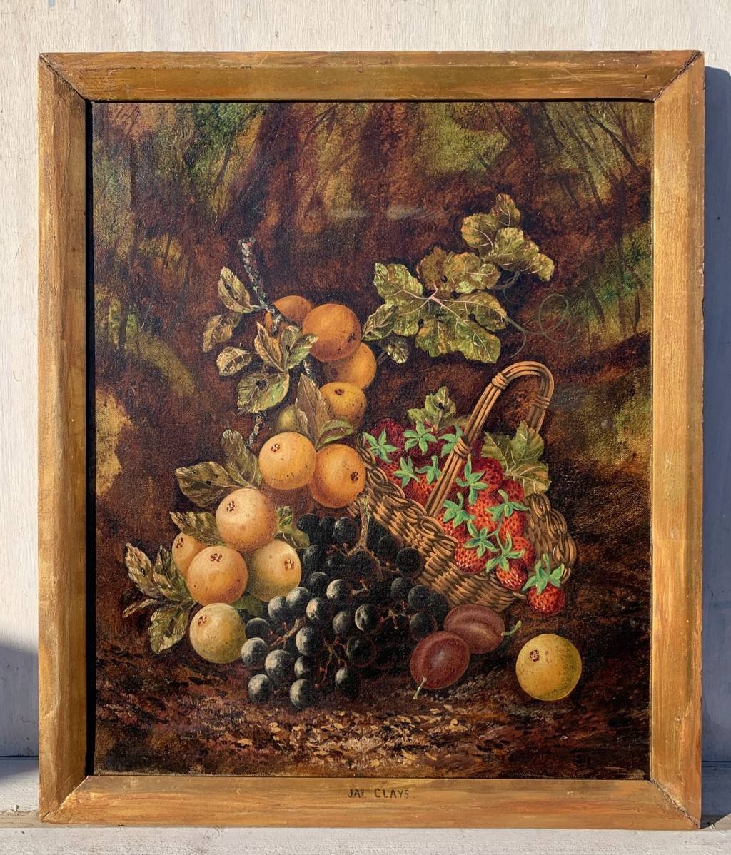 J. Clays (britannique, 19e-20e Siècle) - Nature Morte à La Corbeille De Fruits.-photo-4