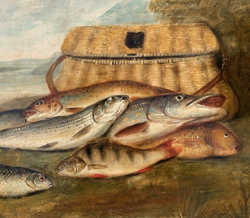 European Painter (19th Century) - Still Life Of Fish.-photo-1