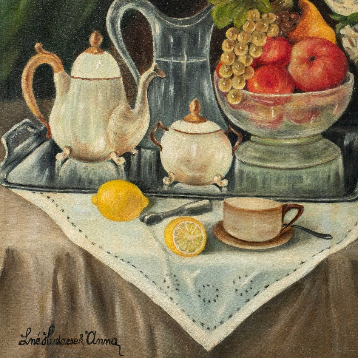 Peintre Européen (début XXème Siècle) - Nature Morte Aux Fleurs Et Fruits.-photo-2