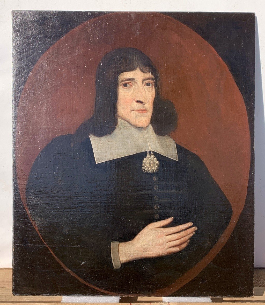 English Painter (17th Century) - Portrait Of A Gentleman.-photo-3