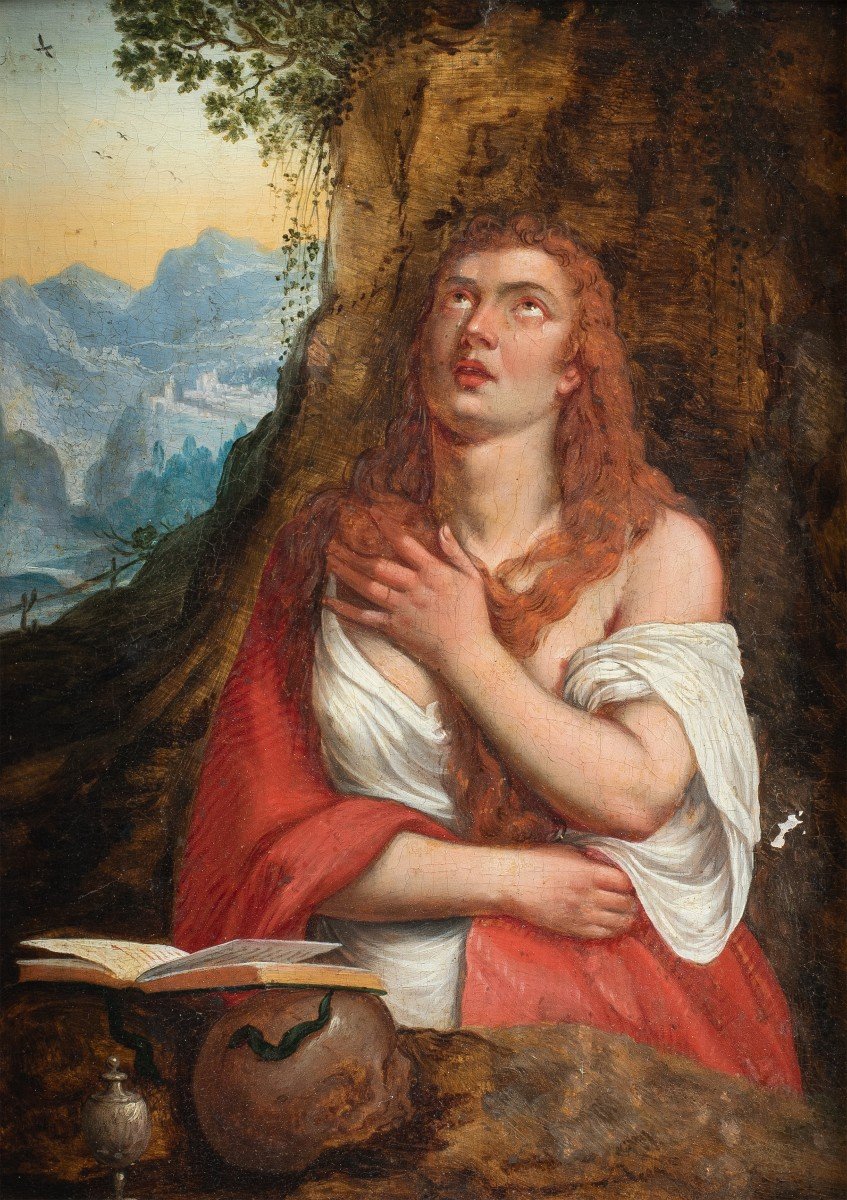 Follower Of Titian (18th Century) - Penitent Magdalene.-photo-2