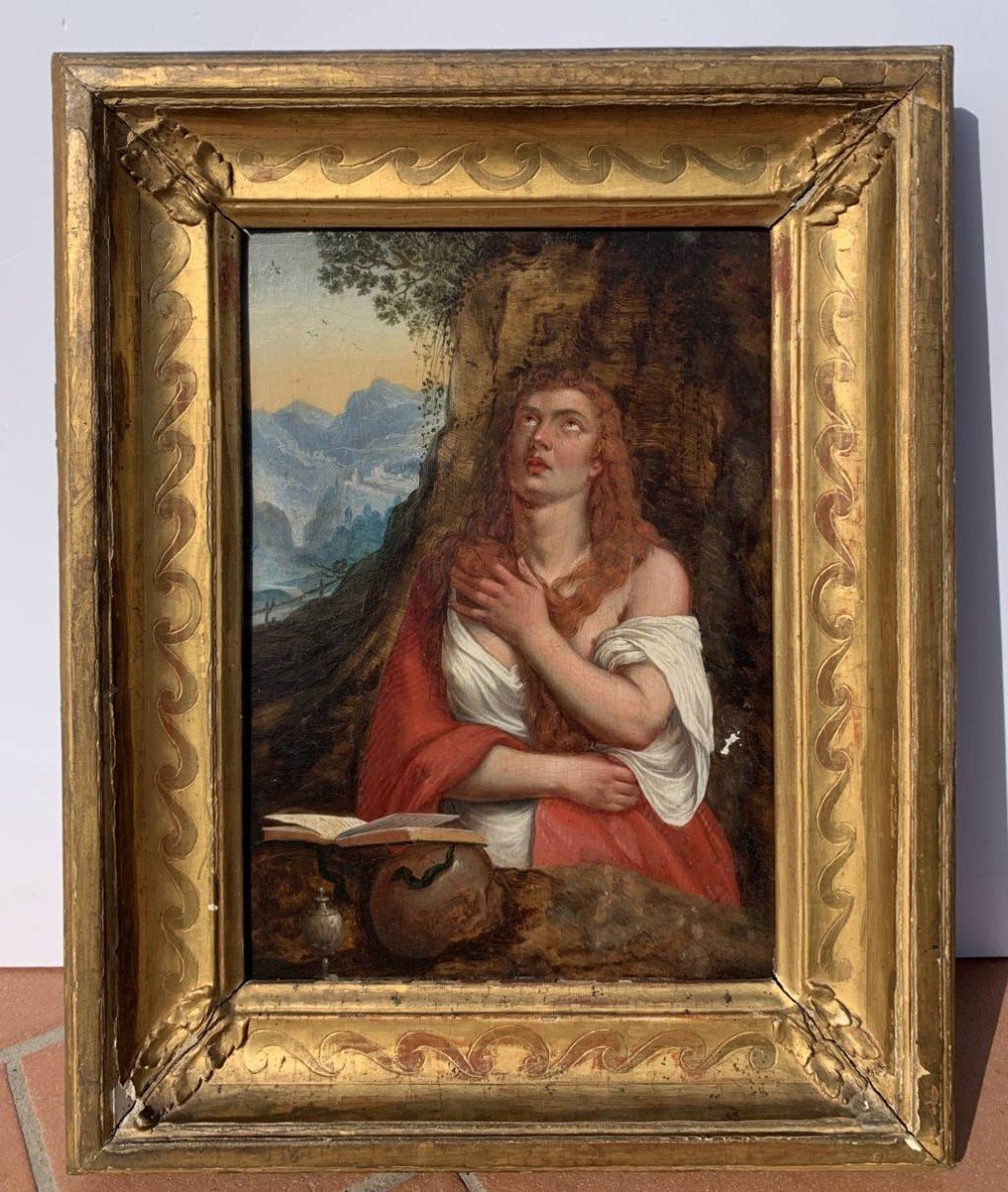 Disciple De Tiziano Vecellio (xviiie Siècle) - Madeleine Pénitente.-photo-3