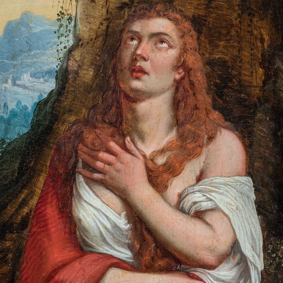 Disciple De Tiziano Vecellio (xviiie Siècle) - Madeleine Pénitente.-photo-2