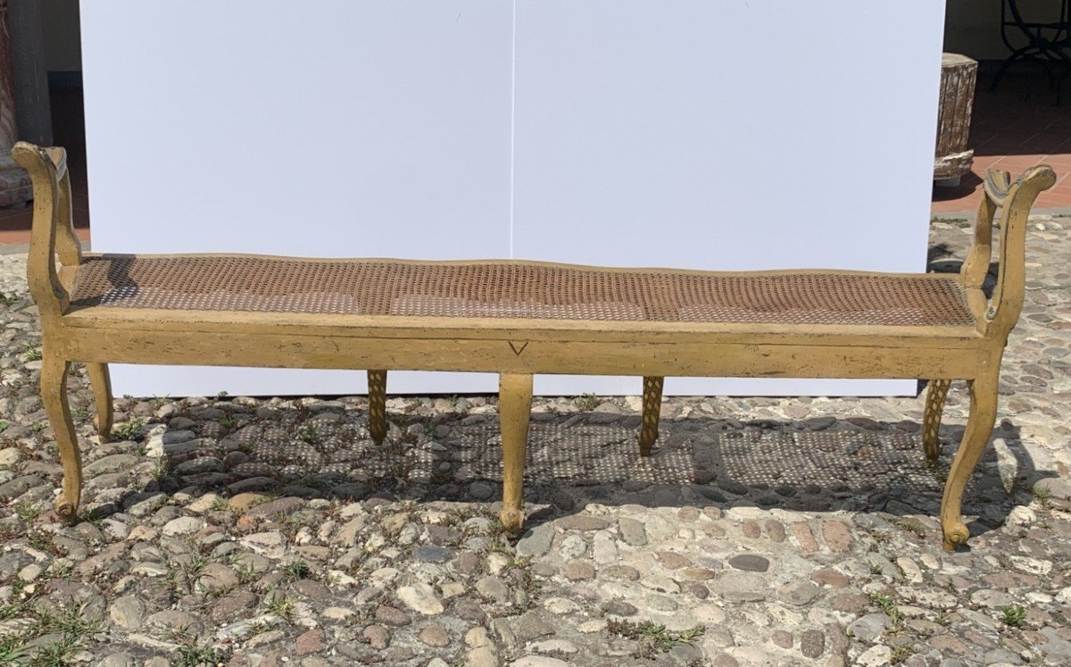 Banc En Bois Laqué Et Peint. Venise, XVIIIe Siècle.-photo-1