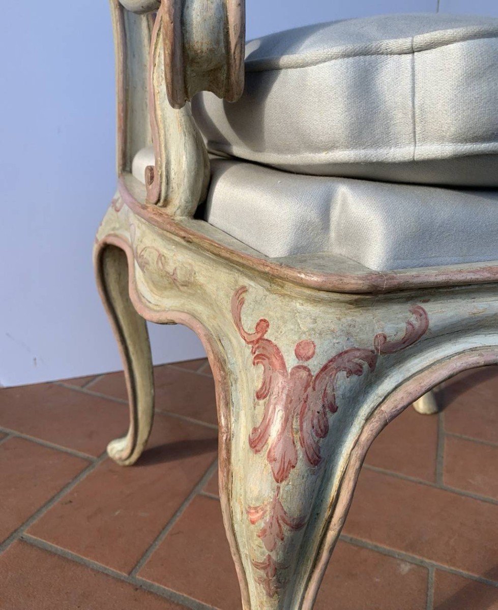 Wall Bench In Lacquered And Painted Wood. Venice, 18th Century.-photo-1