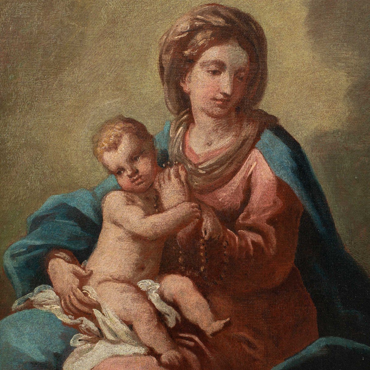 Venetian Painter (18th Century) - Madonna With Child.-photo-2