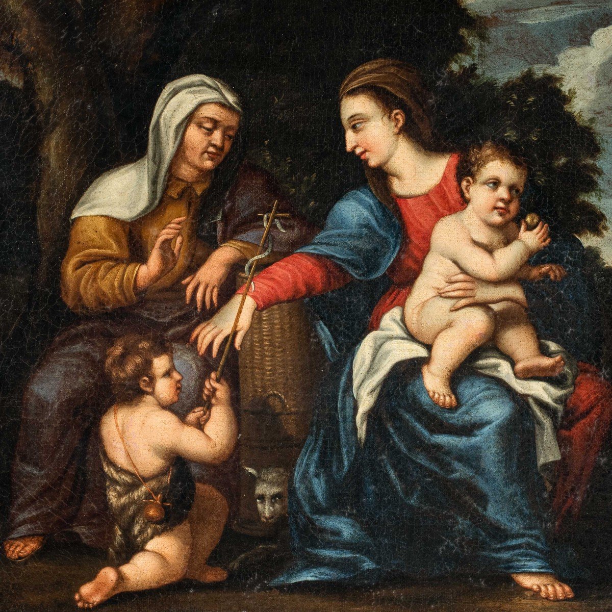 Peintre émilien (xviiie Siècle) - La Vierge à l'Enfant, Sainte Anne Et Saint Jean Baptiste.-photo-2