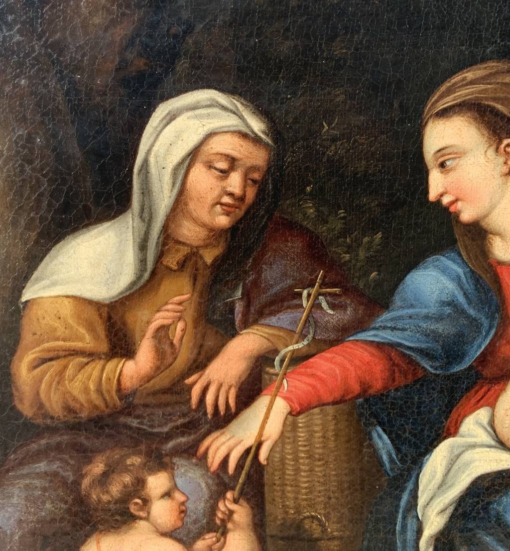 Peintre émilien (xviiie Siècle) - La Vierge à l'Enfant, Sainte Anne Et Saint Jean Baptiste.-photo-1