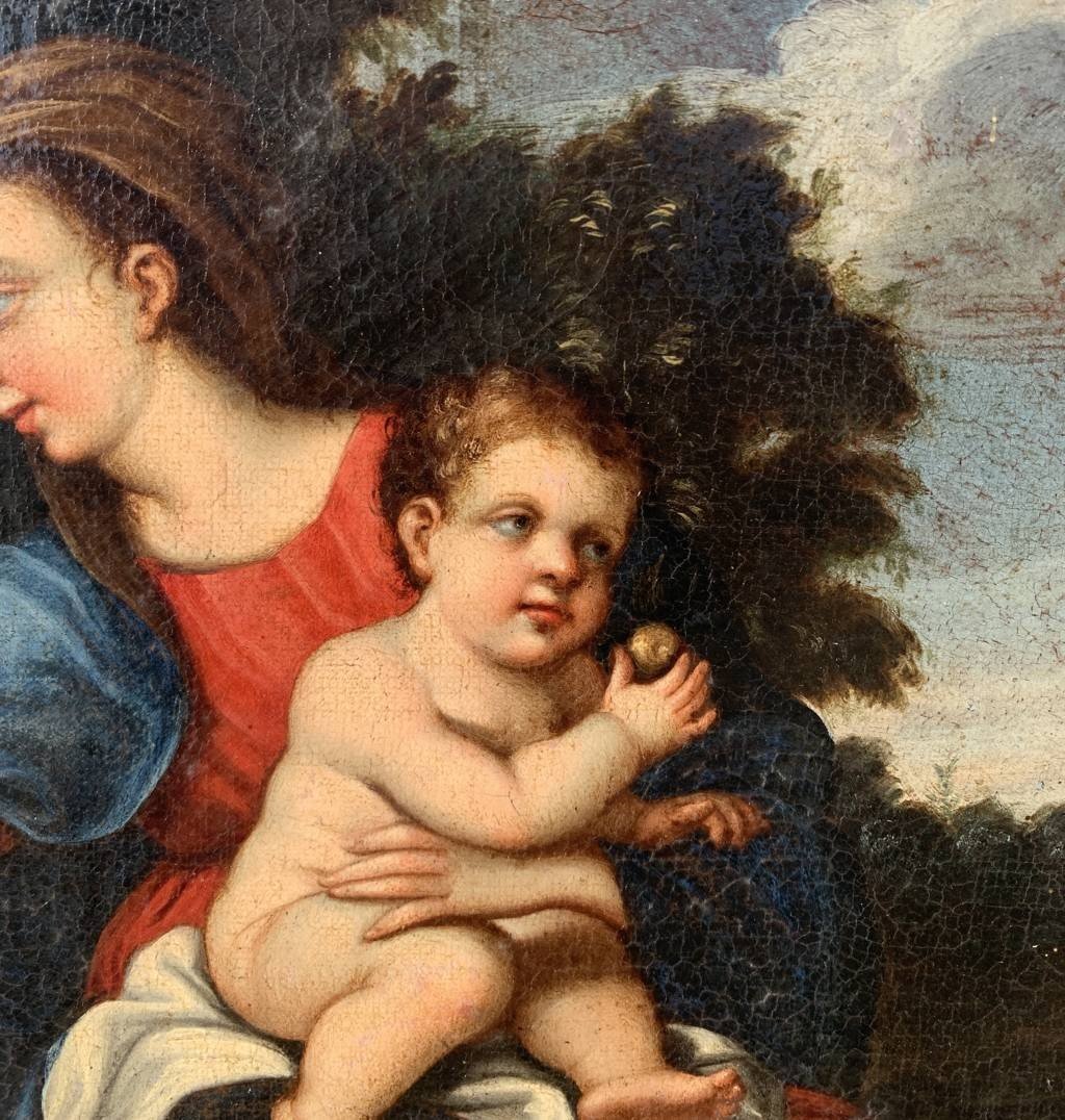 Peintre émilien (xviiie Siècle) - La Vierge à l'Enfant, Sainte Anne Et Saint Jean Baptiste.-photo-2