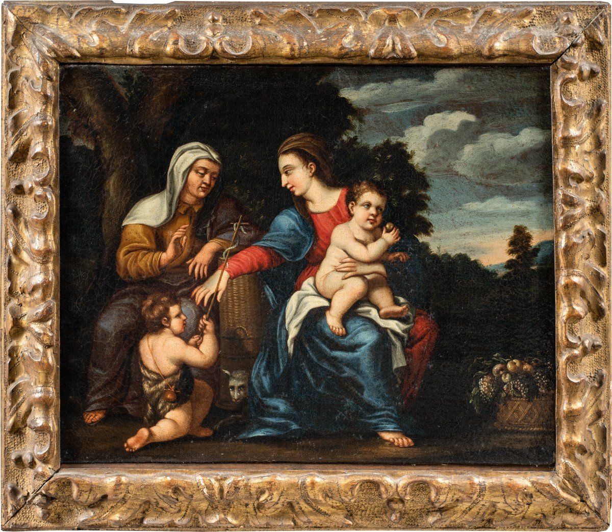 Peintre émilien (xviiie Siècle) - La Vierge à l'Enfant, Sainte Anne Et Saint Jean Baptiste.