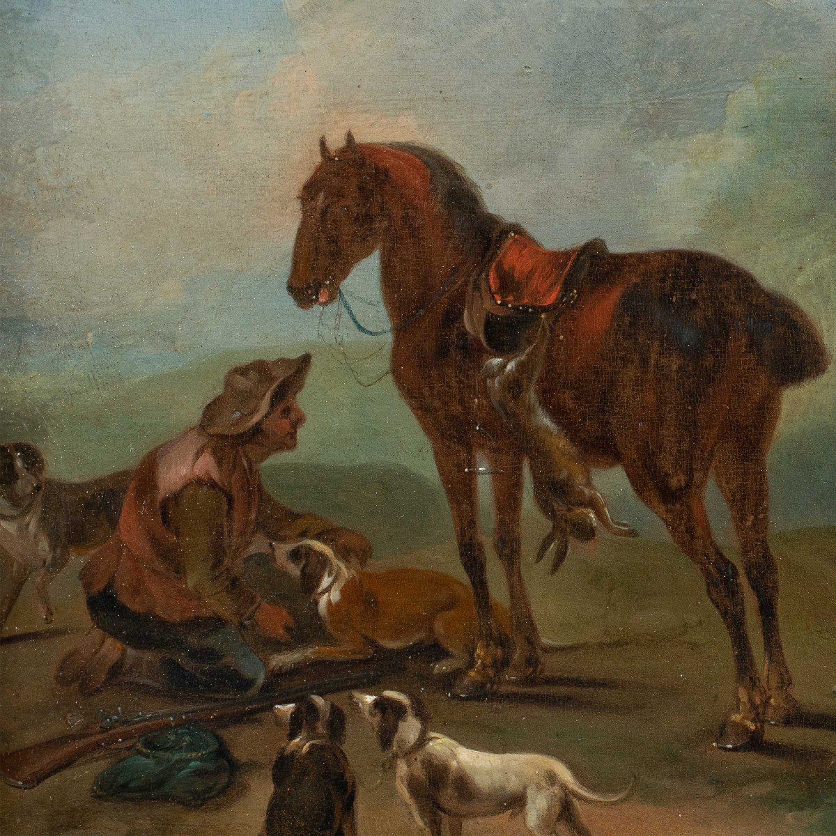 Jean-baptiste Oudry (paris 1686 - Beauvais 1755) Entourage - Scène De Chasse Aux Lévriers.-photo-2