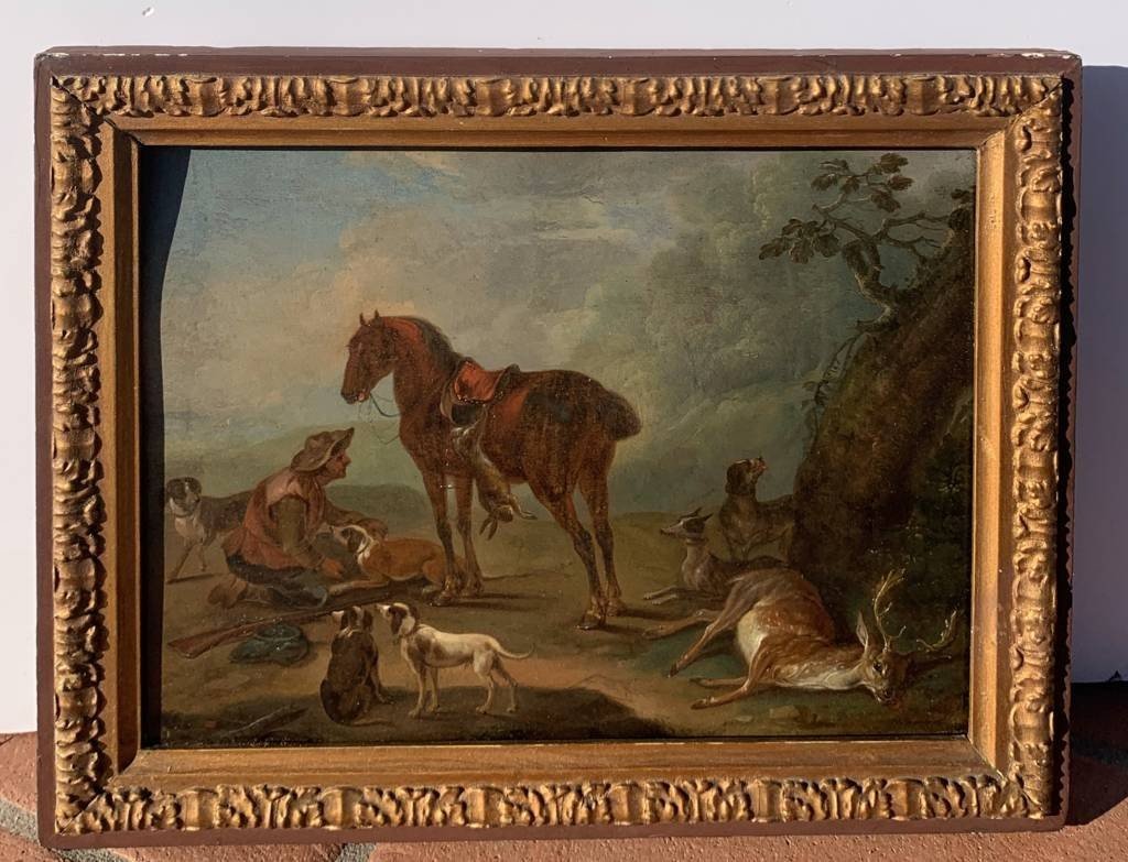 Jean-baptiste Oudry (paris 1686 - Beauvais 1755) Entourage - Scène De Chasse Aux Lévriers.-photo-4