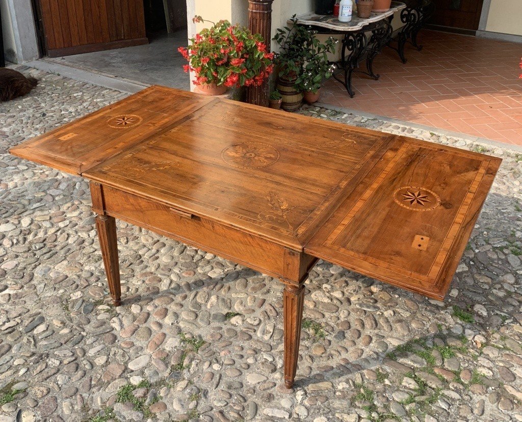 Extendable Dining Table With Fine Inlays. Piacenza, Second Half Of The 18th Century.-photo-1