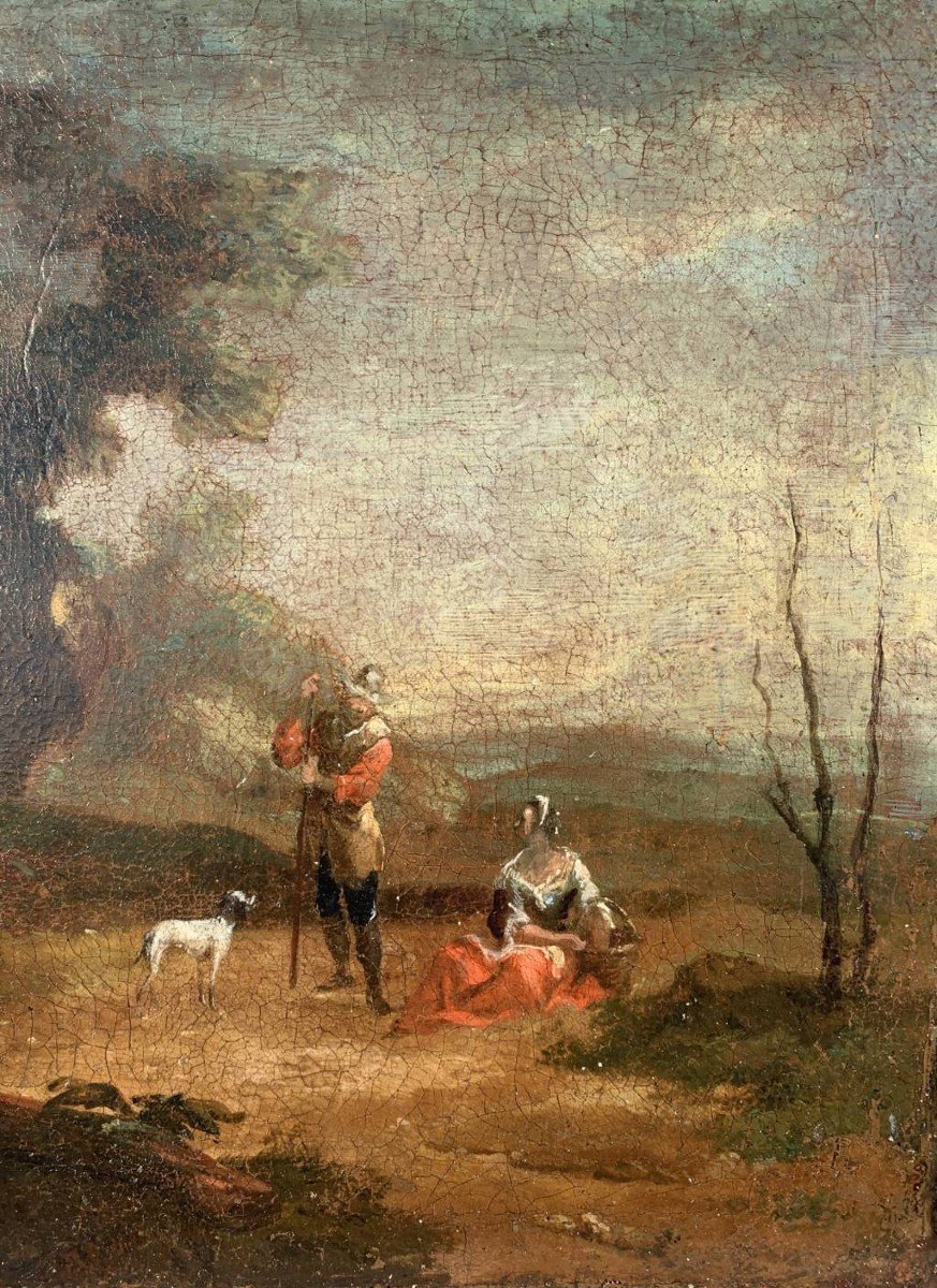 Italian Painter (18th Century) - Landscape With Shepherds At Rest.-photo-1