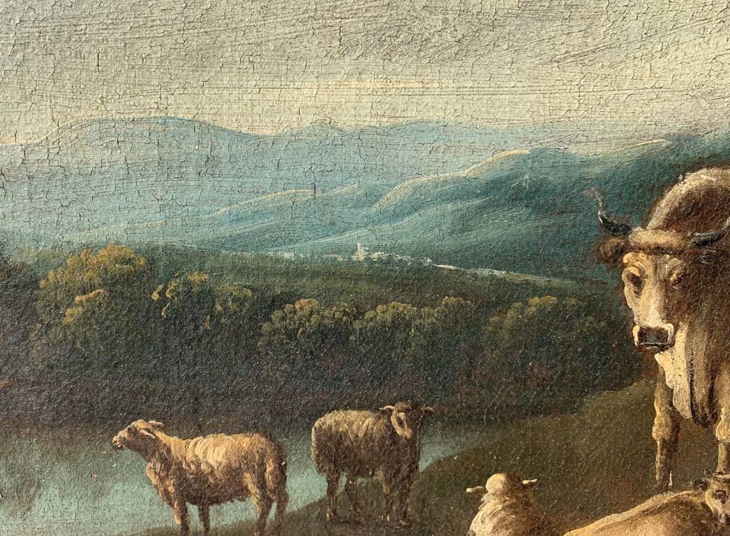 Italian Painter (18th Century) - Arcadian Landscape With Flock And Shepherds.-photo-1