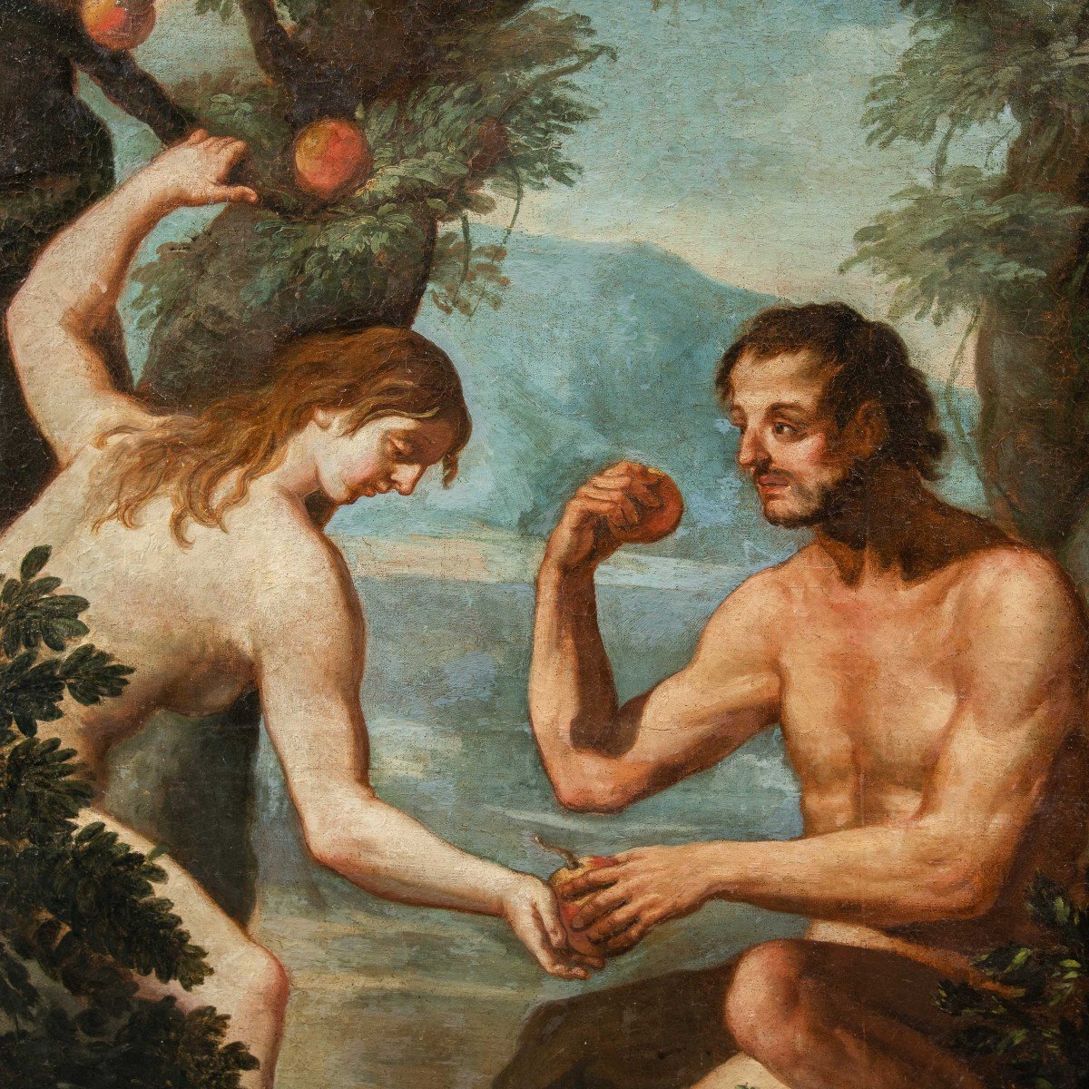 Peintre Italien (xviie-xviiie Siècle) - Adam Et Eve.-photo-2