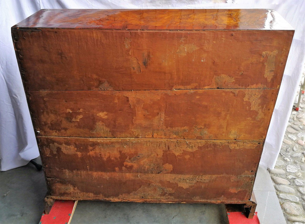 Walnut And Burl Drop-leaf Chest Of Drawers. Ferrara, 18th Century.-photo-4