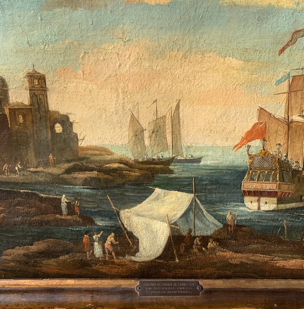 Giacomo Guardi (venise 1764 - Venise 1835) Cercle De - Paysage Portuaire-photo-2