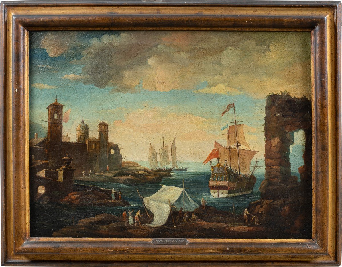 Giacomo Guardi (venise 1764 - Venise 1835) Cercle De - Paysage Portuaire