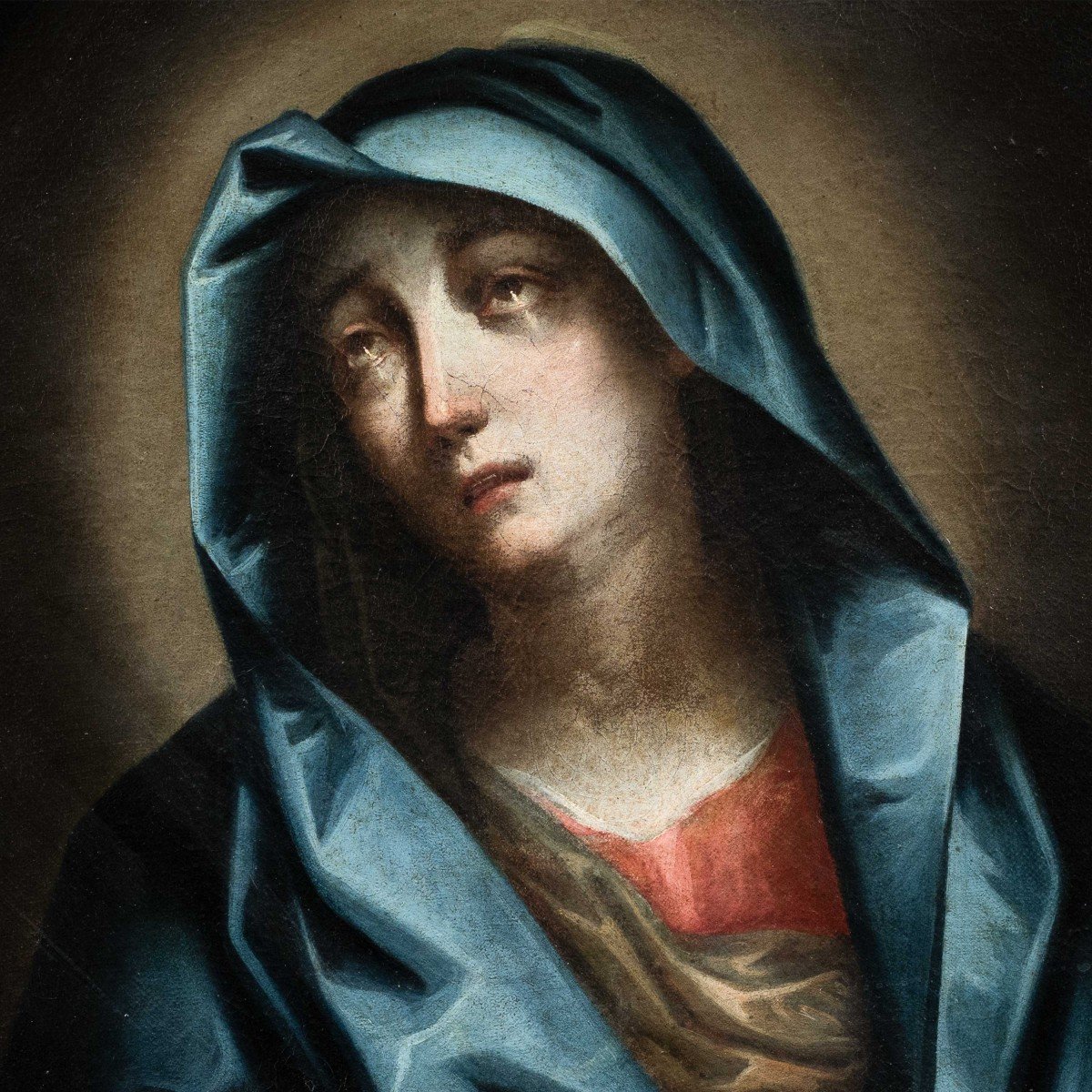 Italian Painter (17th Century) - Madonna Of Sorrows With Crown Of Thorns.-photo-2