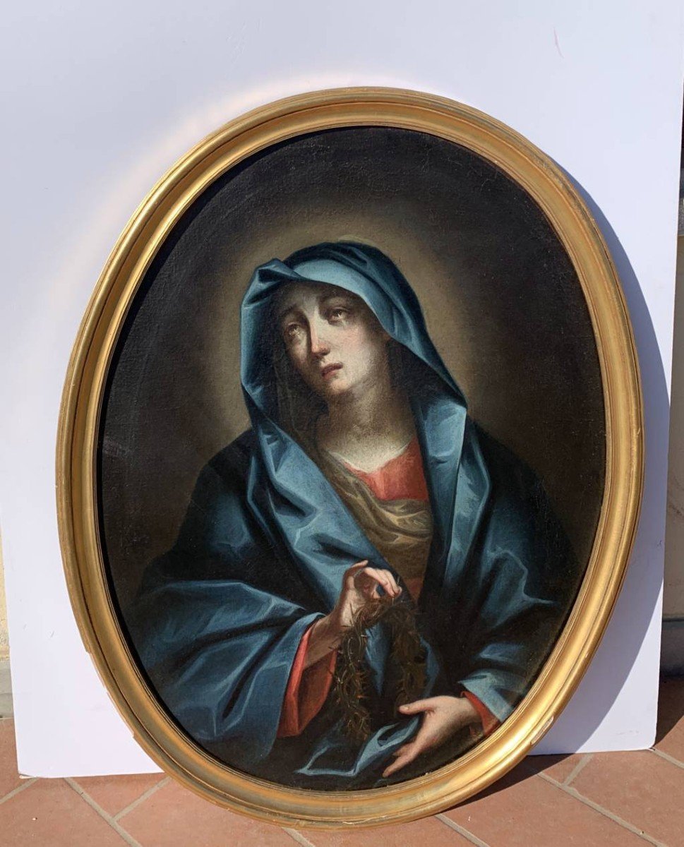 Italian Painter (17th Century) - Madonna Of Sorrows With Crown Of Thorns.-photo-1