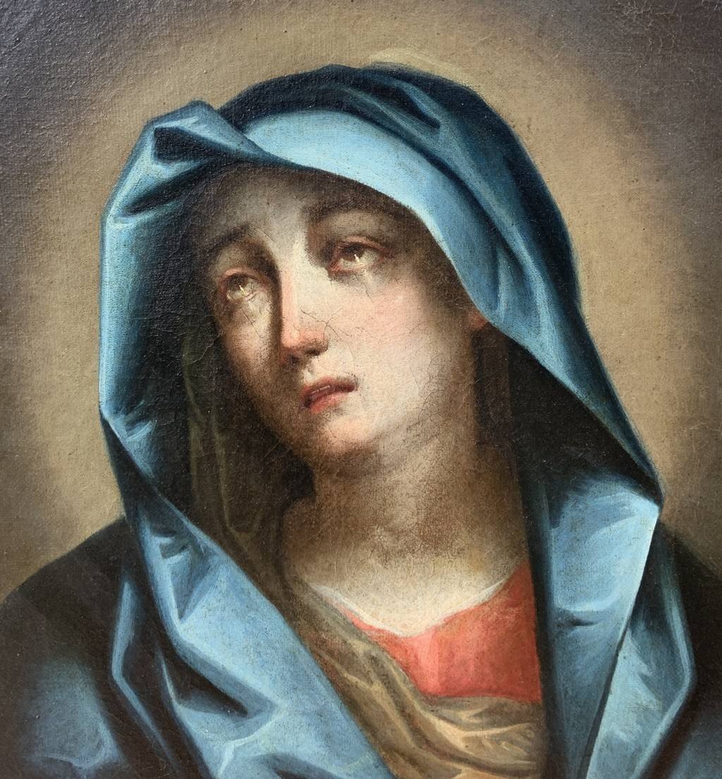 Italian Painter (17th Century) - Madonna Of Sorrows With Crown Of Thorns.-photo-2