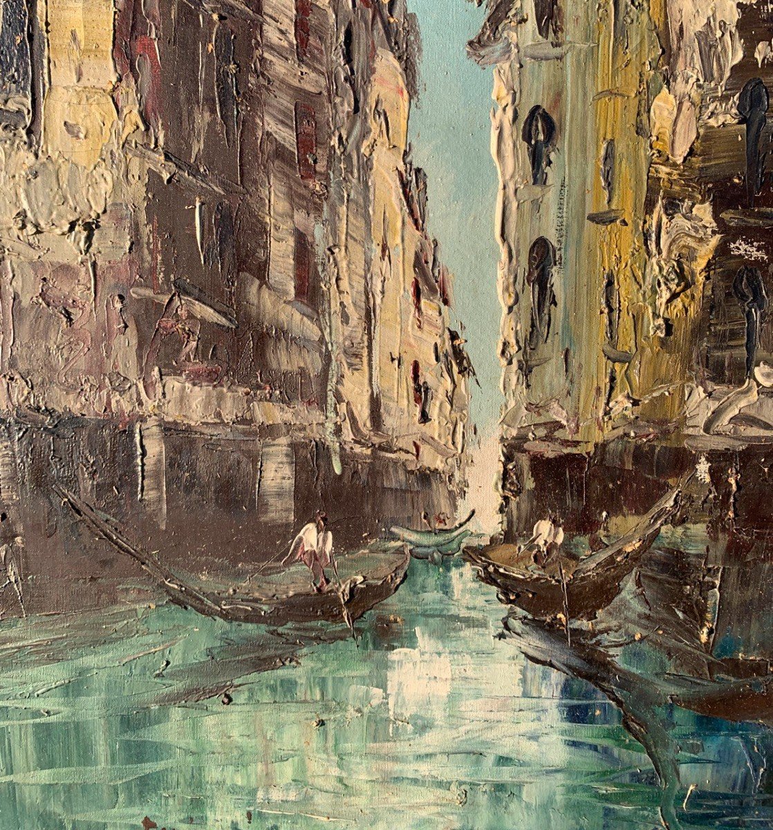 Venetian Painter (early 20th Century) - View Of Venice With Canal And Gondolas.-photo-1