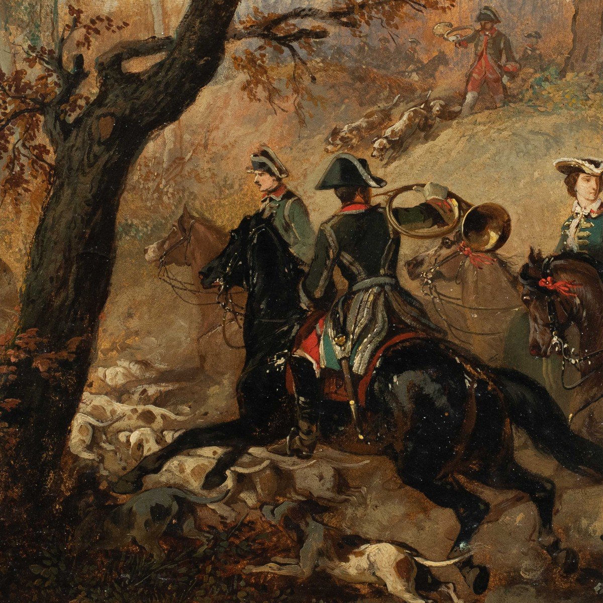 Jean Adolphe Boucé (1818 - 1875) - Deer Hunting.-photo-3