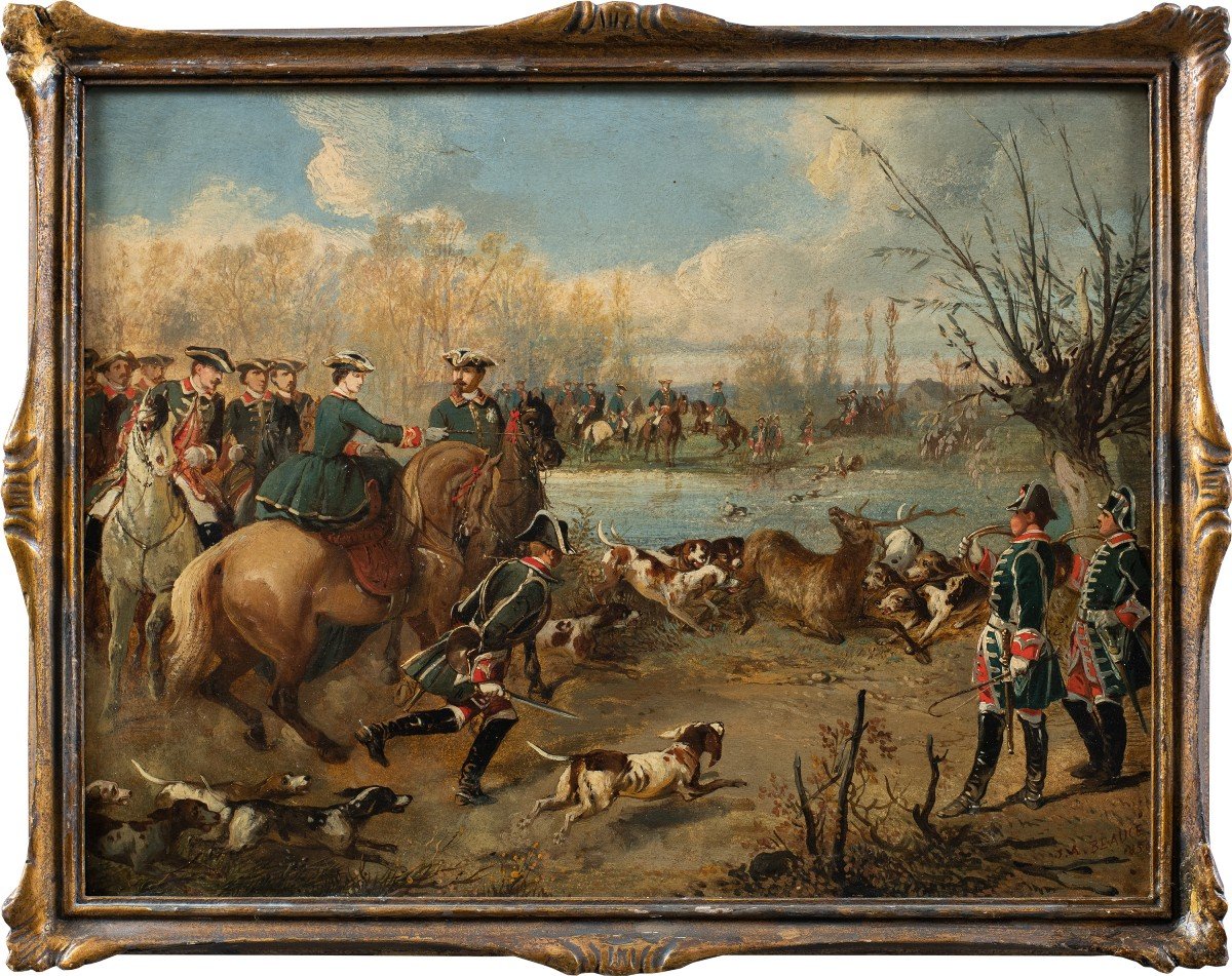 Jean Adolphe Boucé (1818 - 1875) - Chasse Au Cerf.