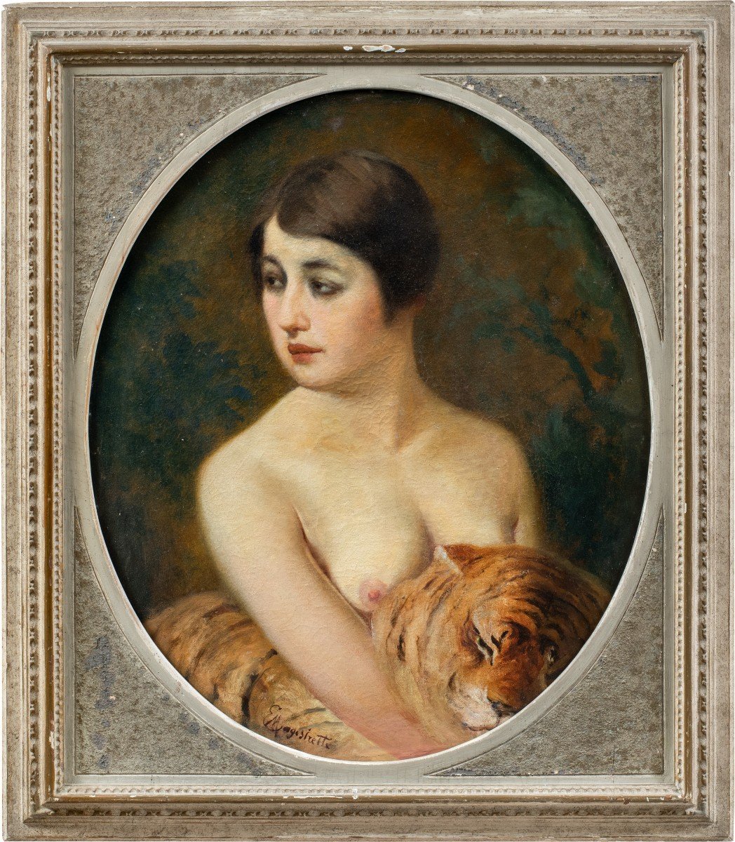 Emilio Magistretti (milan 1851 - Milan 1936) - Girl With Tiger.