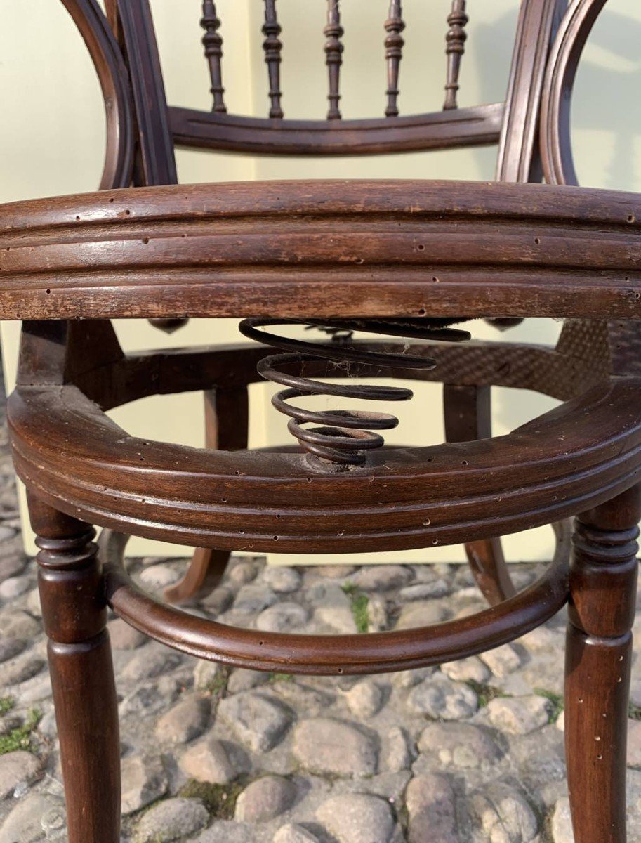 Chaise De Bureau En Bois Sculpté. Probablement Thonet Vienne, Début Du 20e Siècle.-photo-4