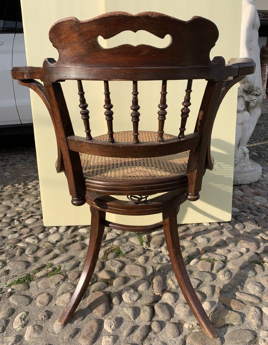 Chaise De Bureau En Bois Sculpté. Probablement Thonet Vienne, Début Du 20e Siècle.-photo-2