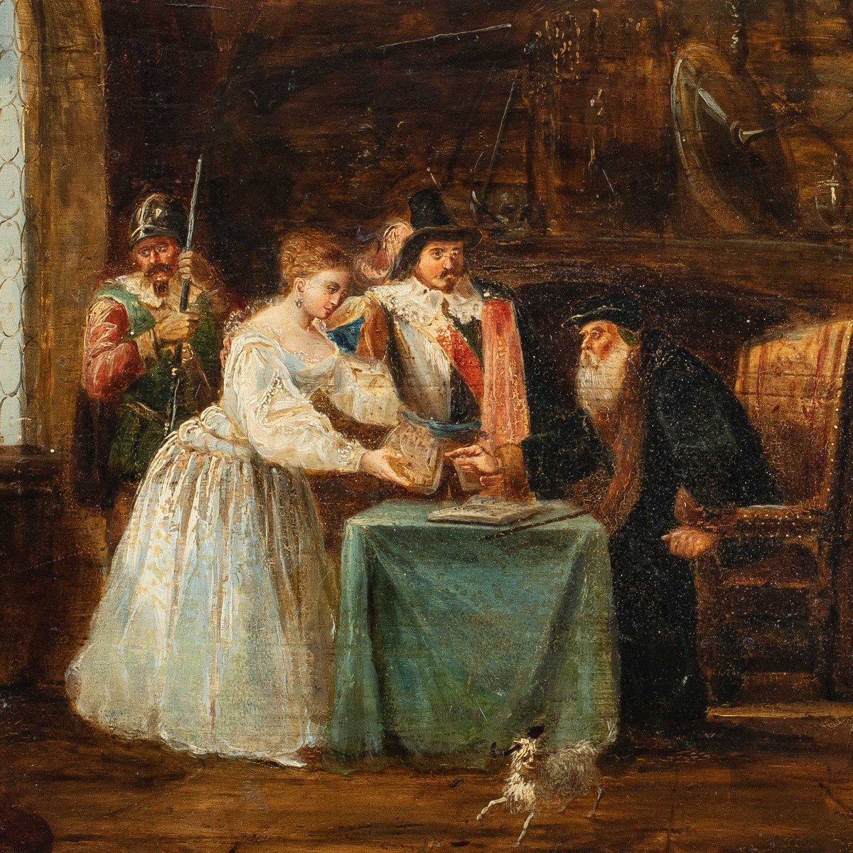 Peintre Italien (daté De 1853) - Scène d'Intérieur Historique.-photo-2