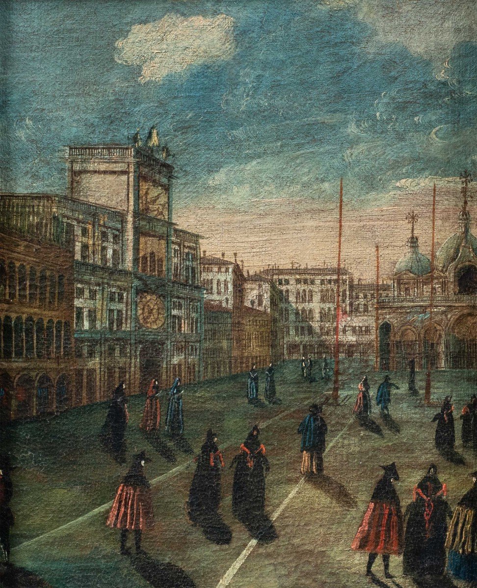 Venetian Painter (18th Century) - Venice, View Of Piazza S. Marco With The Clock Tower.-photo-2