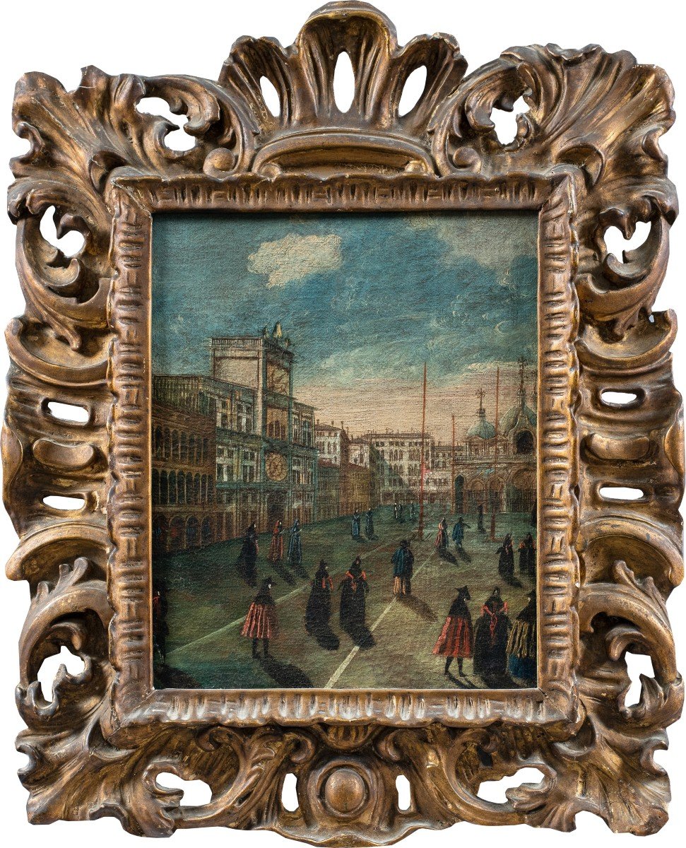 Venetian Painter (18th Century) - Venice, View Of Piazza S. Marco With The Clock Tower.