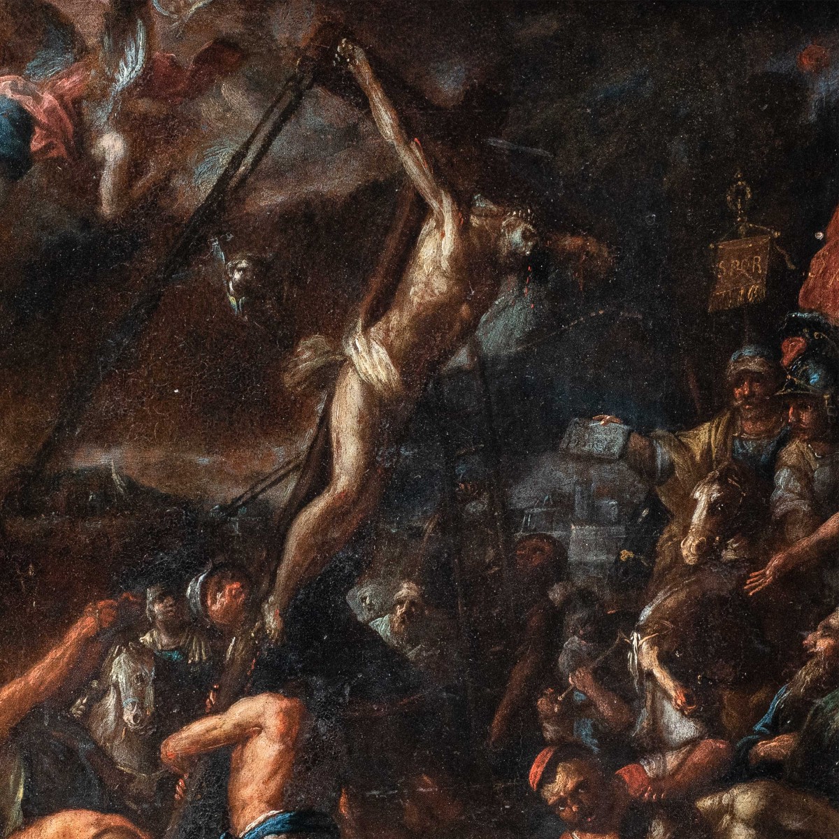 Tuscan Master (17th Century) - Raising Of The Cross.-photo-2