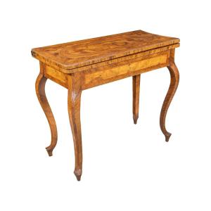 Game Table Veneered In Olive Wood. Tuscany, 18th Century.