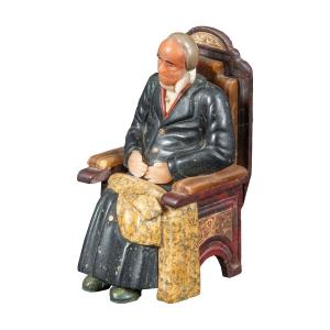 Table Sculpture In Semi-precious Stones(follower Of Fabergé)- Seated Man. Russia XIX - XX